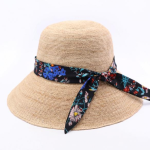 Sombrero de verano de ala ancha para mujer de paja de rafia de alta calidad estilo caliente de fábrica Gaoda