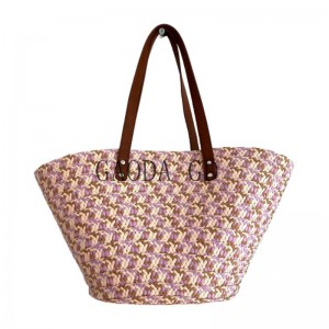 Bulk New 2023 Fashion Design Mixed- colors Paper Straw Shoulder bag Paper Braid Bucket bag for Women Handbag