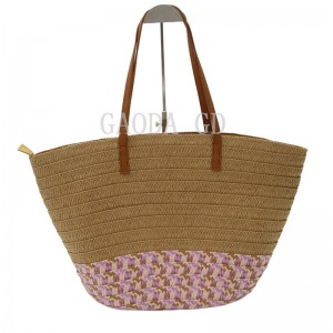 2023 Wholesale Fashion Mixed-colors Straw Handbag Design Patterned Paper Braided Tote bag for Women Straw Bucket bag