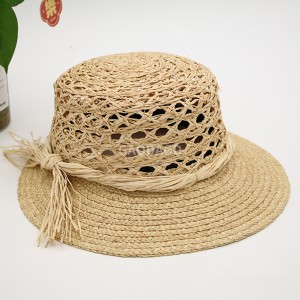 Ներմուծված Raffia Straw Chic Woman Beach Sun Protection Factory Supply Hat