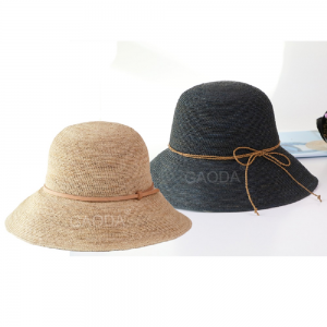 2023 Japanese Korean Mori Boutique Extremely Fine Hand Crochet Raffia Straw Eco-friendly Bucket Hat