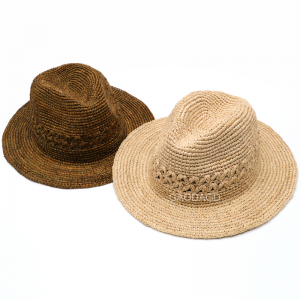 工廠熱銷售後保證天然拉菲草經典設計空心巴拿馬草帽