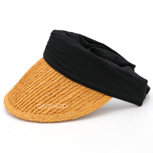 春夏新款獨特設計拉菲草編織寬簷可調尺寸空頂遮陽帽