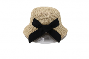 Japanese Style Mixed Color Paper Straw Handmade Crochet Bowknot Foldable Women Bucket Hat