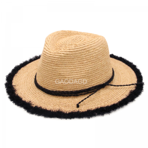 Designer Colorful Panama Hat Raffia Straw Fedora Hat Sun Hat