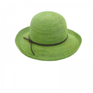 โรงงานขายตรงใบรับรอง Sedex 100% โครเชต์มือหมวกฟาง Raffia สีเขียวบริสุทธิ์