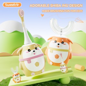 U-Shaped Toothbrush with Timer & Adorable Shiba Inu Design