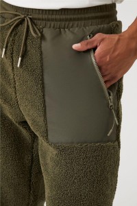 Straight Leg Fleece Drawstring Joggers With Zipper Pockets