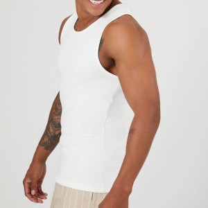 Gym Fitness Men’s Ribbed Knit Fitted Tank Top