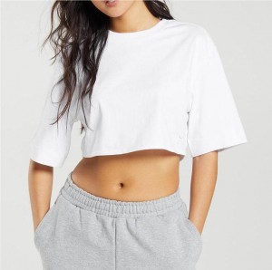 100% Cotton Boxy Fit Cropped Top Women T-shirt