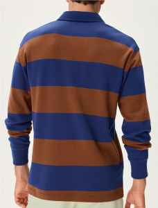 Classic Fit 100% Organic Cotton Street Striped Polo Shirts Full Sleeve