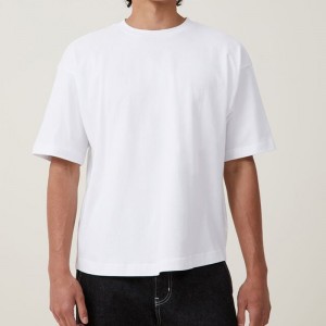 Oversized Cheap Boxy Fit Scooped Hem Blank T-Shirt Men