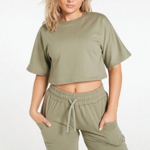 FW01 Wholesale cropped casual fit short sleeve t shirt for women