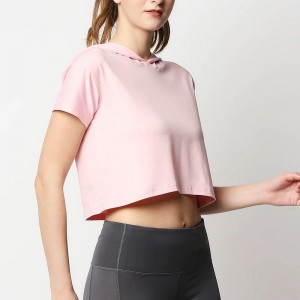 Womens cropped hood gym style shirts FW01