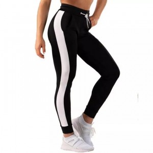 Factory Promotional Women’S Gym Tights Bike Shorts - Customize Logo Women’s Ladies Jogger pants with white panel – MASS