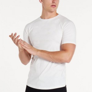 Gym fitness white short sleeve t shirt men quality
