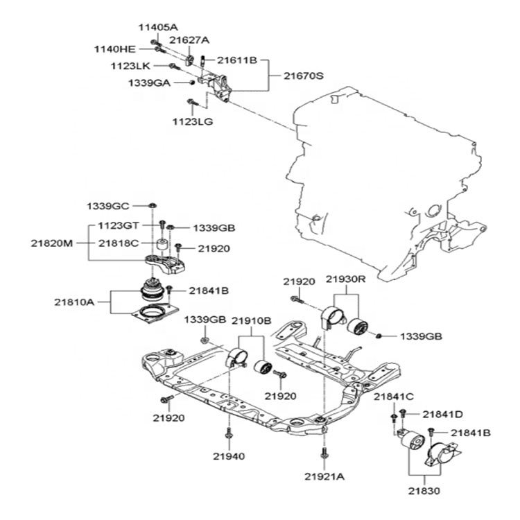 2022 madali Auto Parts Machine Foot Glue Engine Mount 218104H150 21810-4H150 For Hyundai SUV SANTA FE