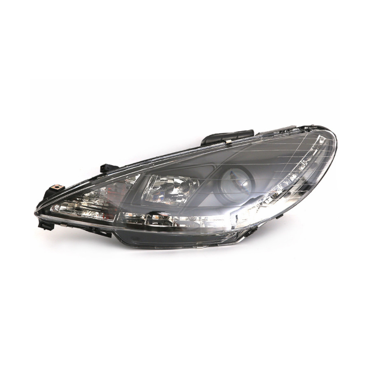 R 087276 L 087275 ڈسٹریبیوٹر آٹو اسپیئر پارٹس Repuestos Car Crystal Black W/Rim Head Lamp/Light Headlight For Peugeot 206