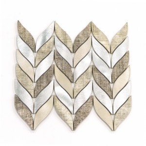 leaf sharp Fabric Texture design  Inkjet Printing Metal Mosaic Tiles for Decoration