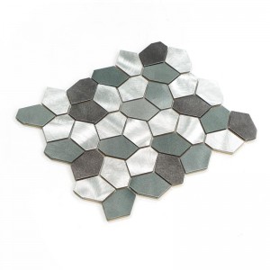 Irregular hexagon silvery grey color sharp Metal Aluminum Mosaic Tiles Backsplash Tile