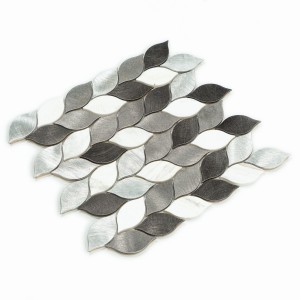 Popular  Design  Metal Aluminum mix white stone  Mosaic Tiles Stainless Steel Kitchen Backsplash Tiles
