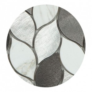 Popular  Design  Metal Aluminum mix white stone  Mosaic Tiles Stainless Steel Kitchen Backsplash Tiles