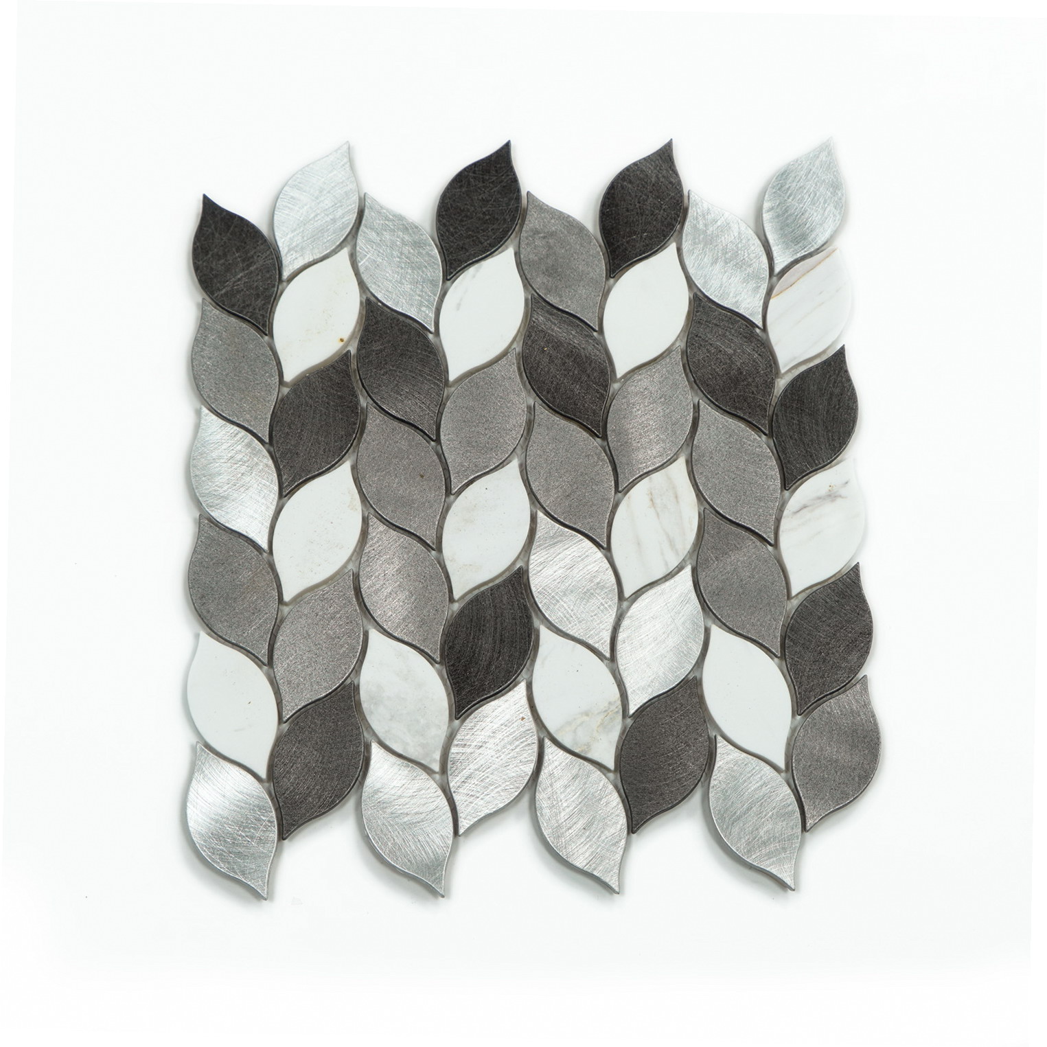 Reasonable price for Mosaic Floor Tiles - Popular  Design  Metal Aluminum mix white stone  Mosaic Tiles Stainless Steel Kitchen Backsplash Tiles – Rockpearl