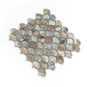 Hot selling Fan Shaped Design Inkjet Printing Metal  Aluminum Mosaic wall Tiles