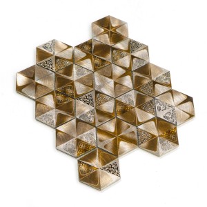 Luxurious Golden color 3D Glossy Design Inkjet Printing Metal  Aluminum Mosaic Tiles Wall Decoration