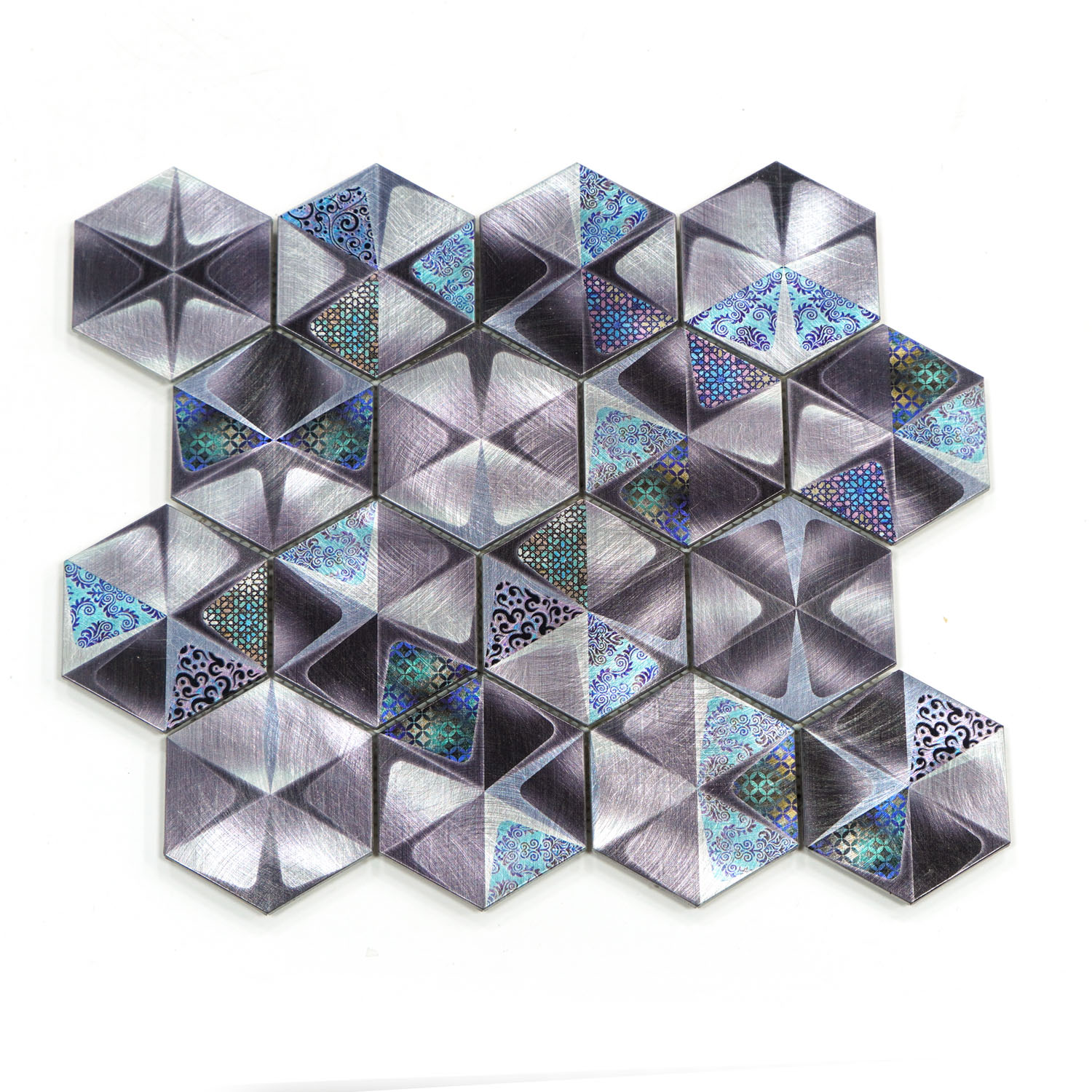 New Delivery for Stone Mosaic Can Be Used In A Wide Range Of Areas - Modern Decoration grey  color 3D Glossy Design Inkjet Printing Metal  Aluminum Mosaic Tiles  – Rockpearl