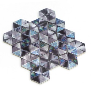 Modern Decoration grey  color 3D Glossy Design Inkjet Printing Metal  Aluminum Mosaic Tiles