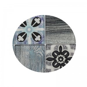 Blue with  black color  wood design  Inkjet Printing Glass Mosaic Tiles
