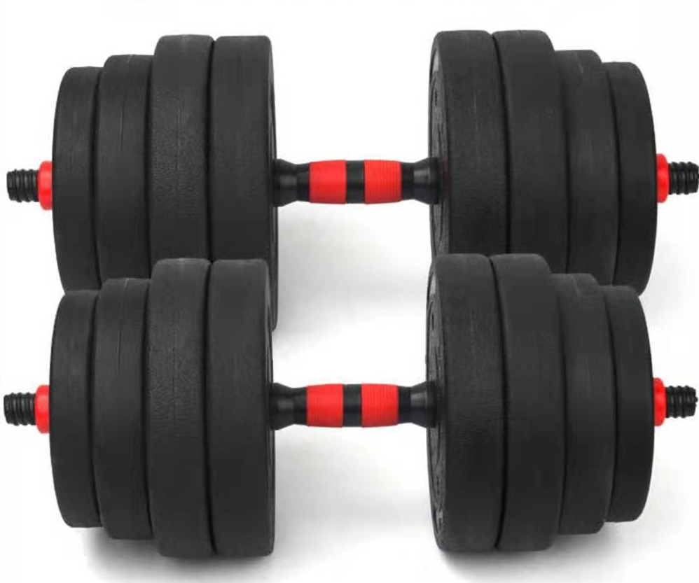 Gym Equipments 40kg Black Plastic Cement Material Adjustable Dumbbell Set