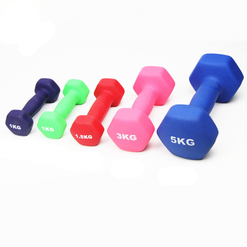 Matte red pink blue hexagon woman use small vinyl dumbbell 0.5-10kg