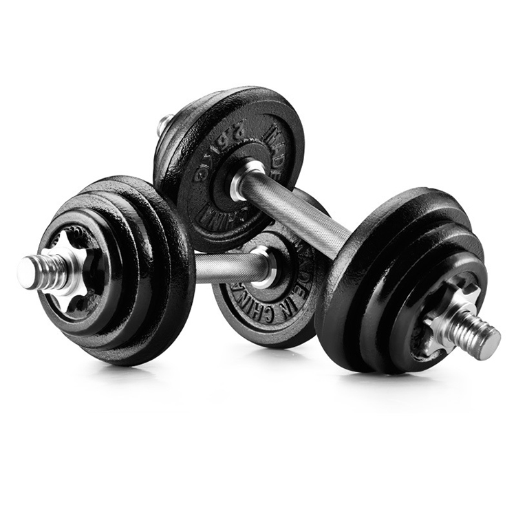 Cast iron painting adjustable dumbbell weights set with rubber handle bar for sale