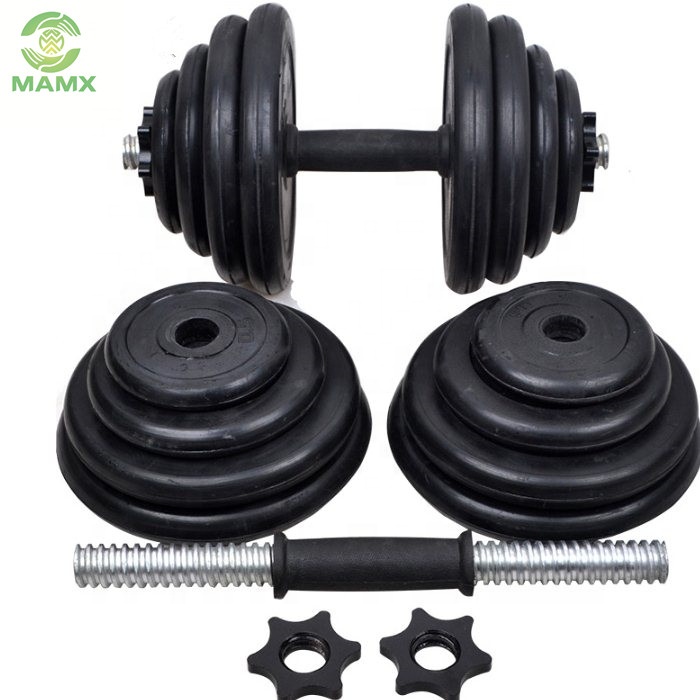 Gym Equipment exercise 10kg cast iron Rubber Coated Adjustable Dumbbell Set for sale