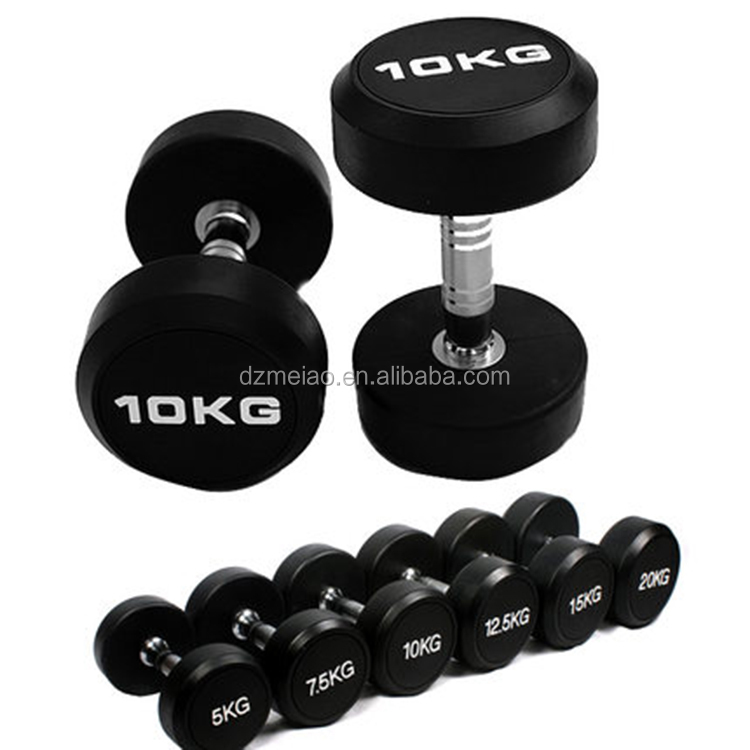 Wholesale all steel and rubber coated fixed round dumbbell for sale