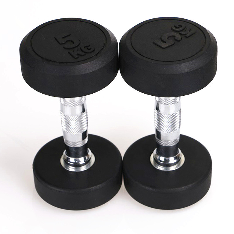 Wholesale round head rubber coated 22.5kg dumbbells Commercial homeuse