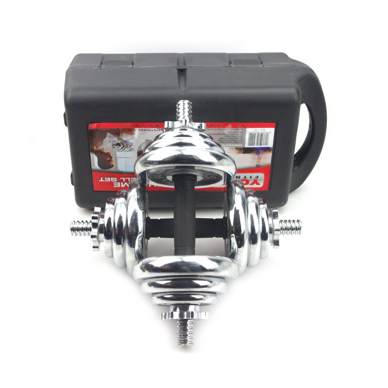 Factory cheap  adjustable cast iron electroplating dumbbell set with plastic carry box