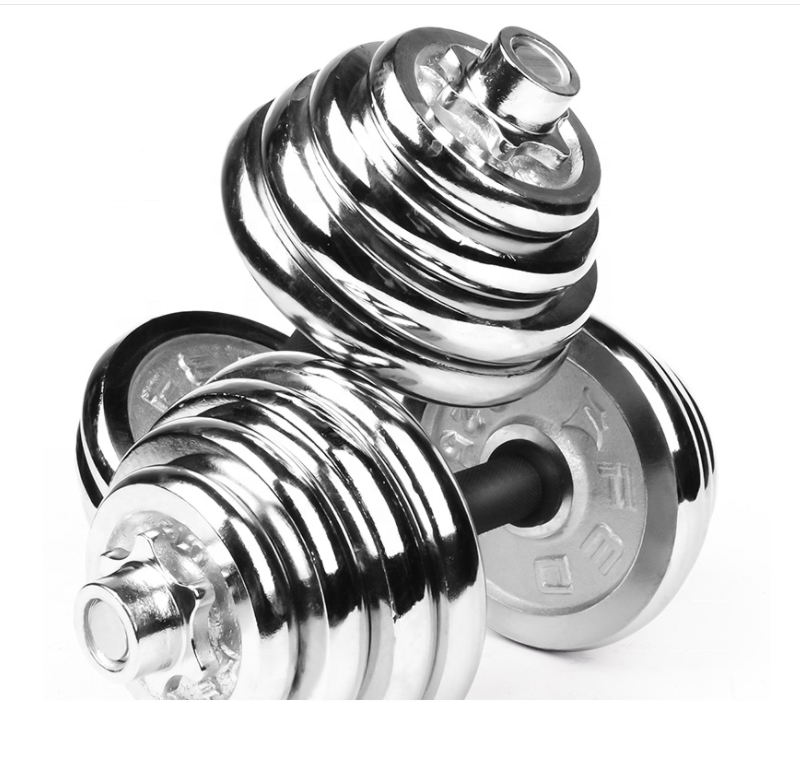 High Quality Bodybuilding gym durable adjustable chromed dumbbell with black rubber bar for wholesale