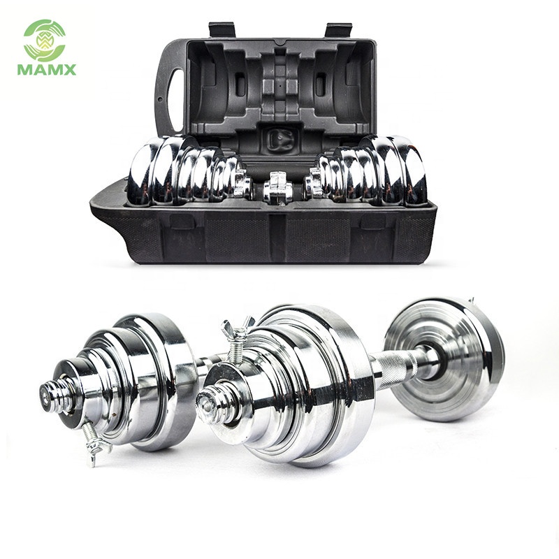 Excellent quality 90lb Hexagonal Rubber Dumbbell - Home Bodybuilding Equipment 50kg Electroplated Dumbbell Set Barbell – Meiao