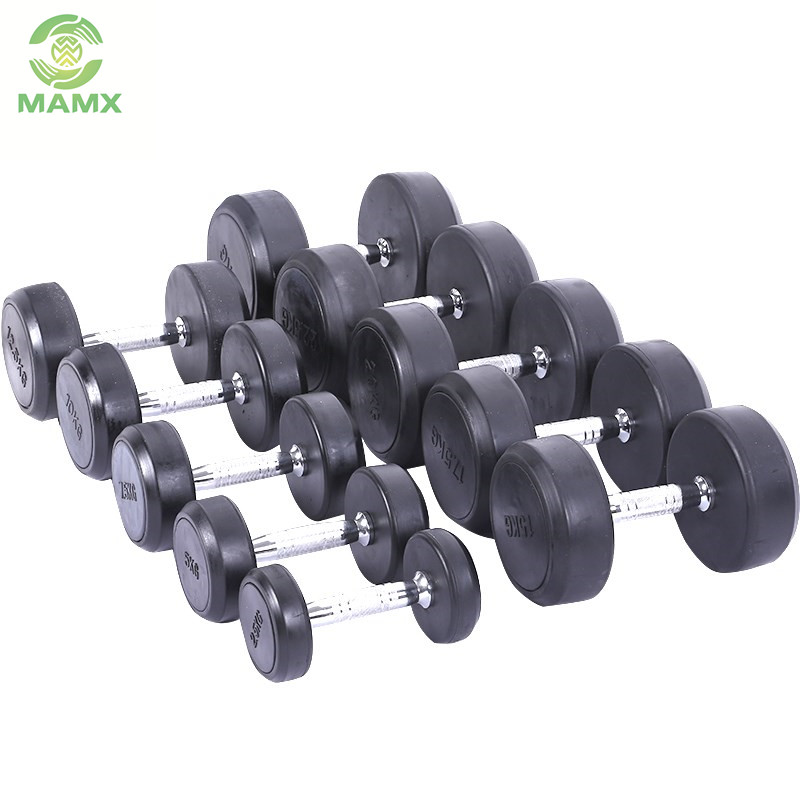 Strength Training gym Equipment fixed rubber 30kg Cast iron dumbbells