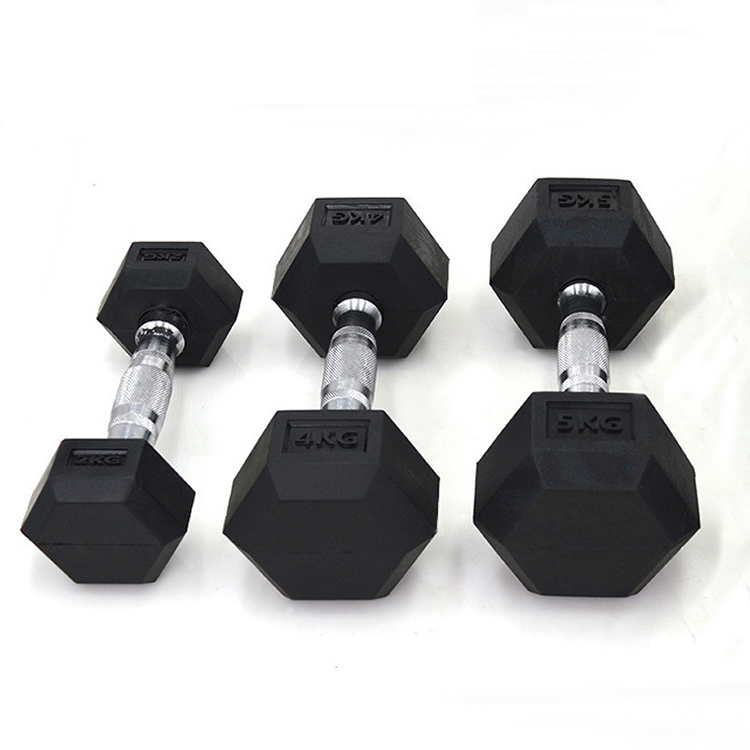 Gym Equipment Weight Lifting Rubber Coated Hex Dumbbell