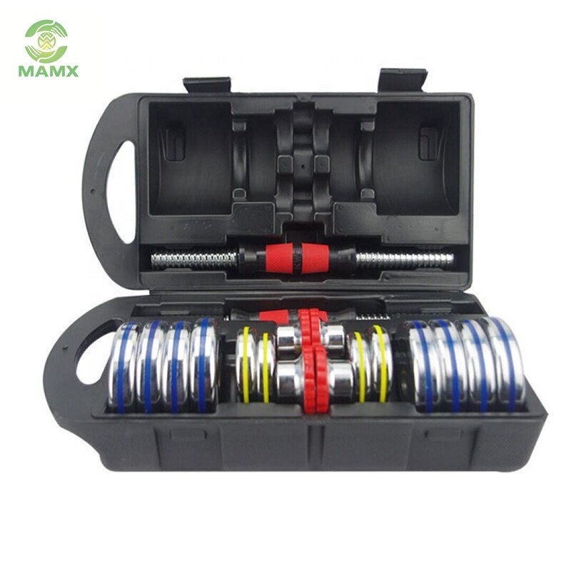 Good Wholesale Vendors Adjustable Dumbbell Cast Iron - Bodybuilding equipment 30KG weight adjustable dumbbell set painting plastic box various color for sale – Meiao