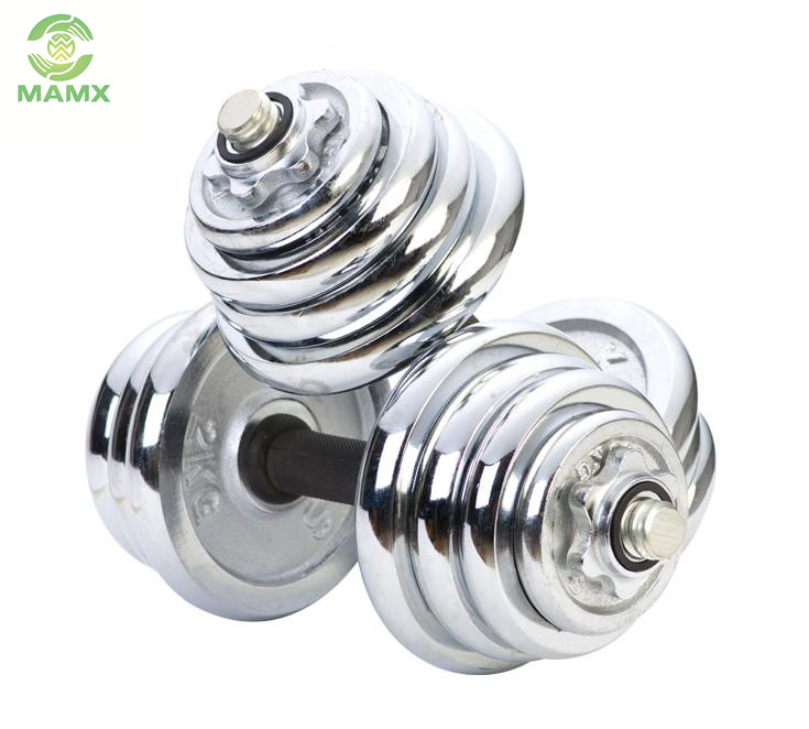 Gym equipment for body workout silver gym chrome adjustable weight dumbbell