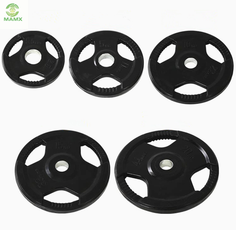 Factory wholesale 35kg Barbell - Black Color Rubber Coated Bumper Weightlifting Babell Plate – Meiao detail pictures