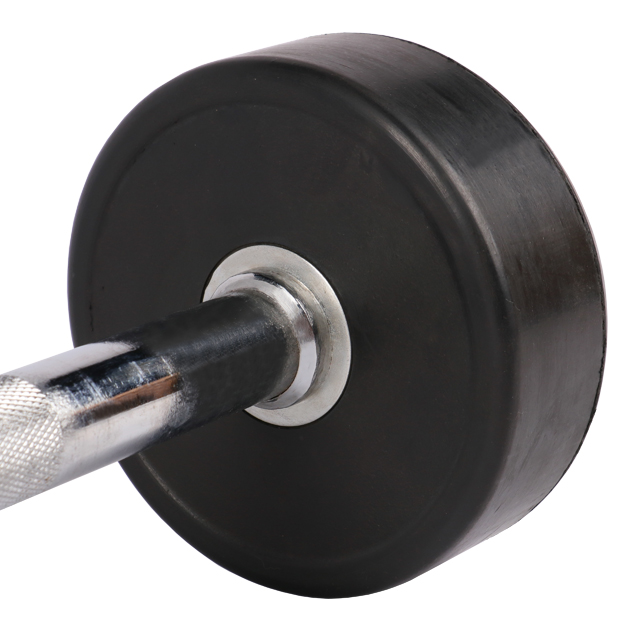 weight lifting curved rubber coated  fixed barbell