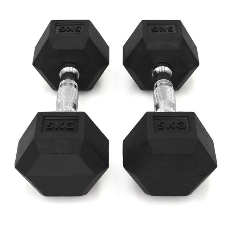 2.5kg-50kg Gym Basic Equipment Rubber Coated Hex Weight Dumbbell Set