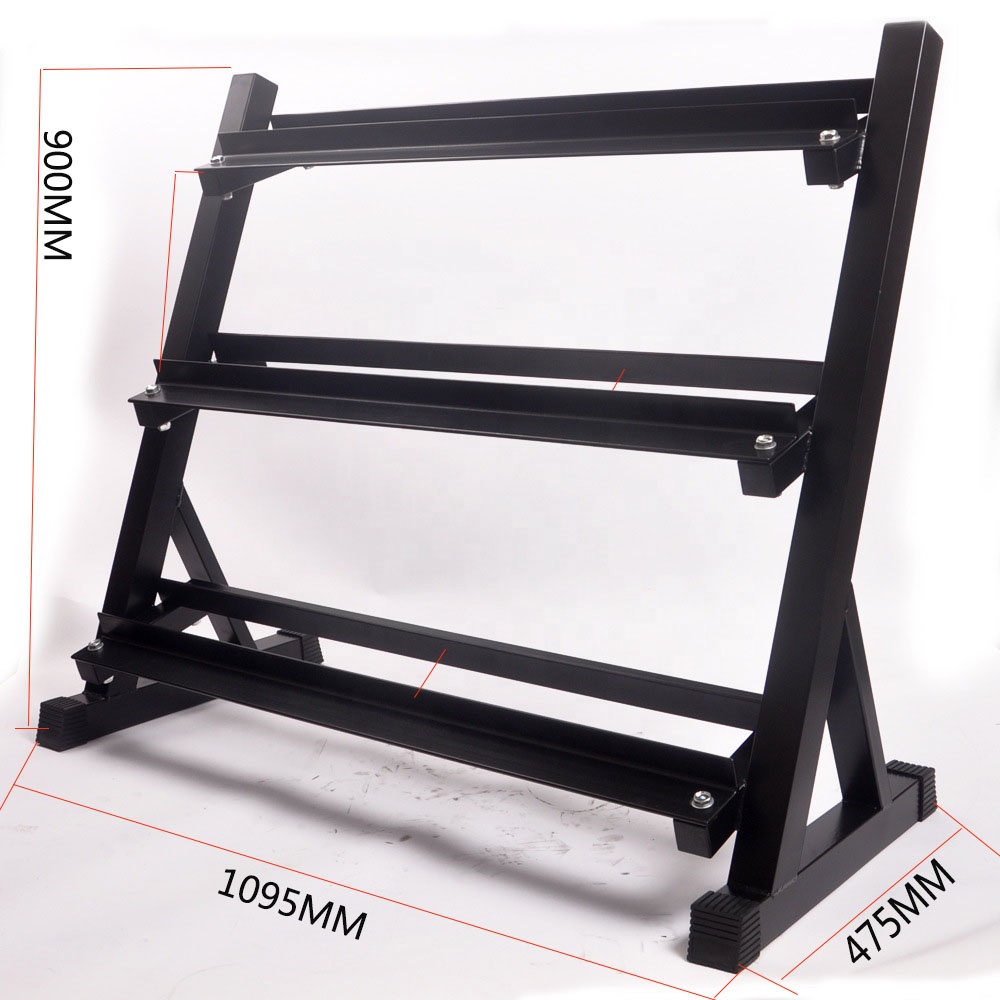 Wholesale Dealers of 10kg Rubber Plate - Hot Sale Gym Bodybuilding Frequently Used Equipment Steel 3-layers Hex Dumbbell Weight Rack – Meiao