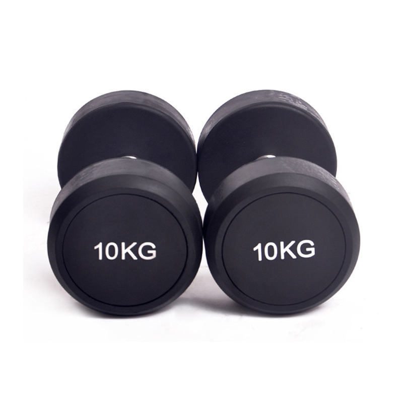 Customized  Bodybuilding Deluxe gym black rubber  coated fixed round   dumbbell